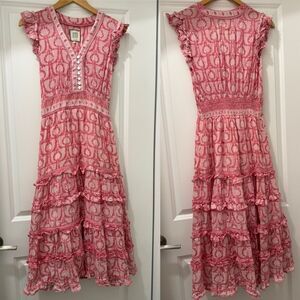 Alicia Bell Pink Printed Lola Midi Dress Size Medium